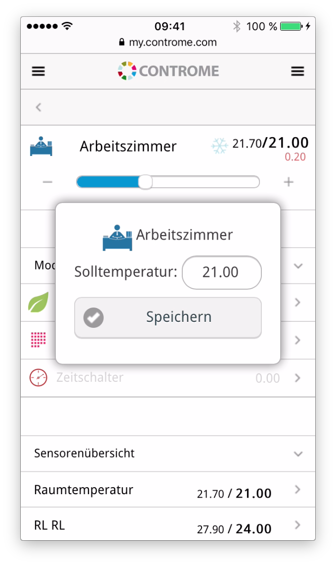 controme-smart-heat4-mobile-manuelle-solltemperatureinstellung