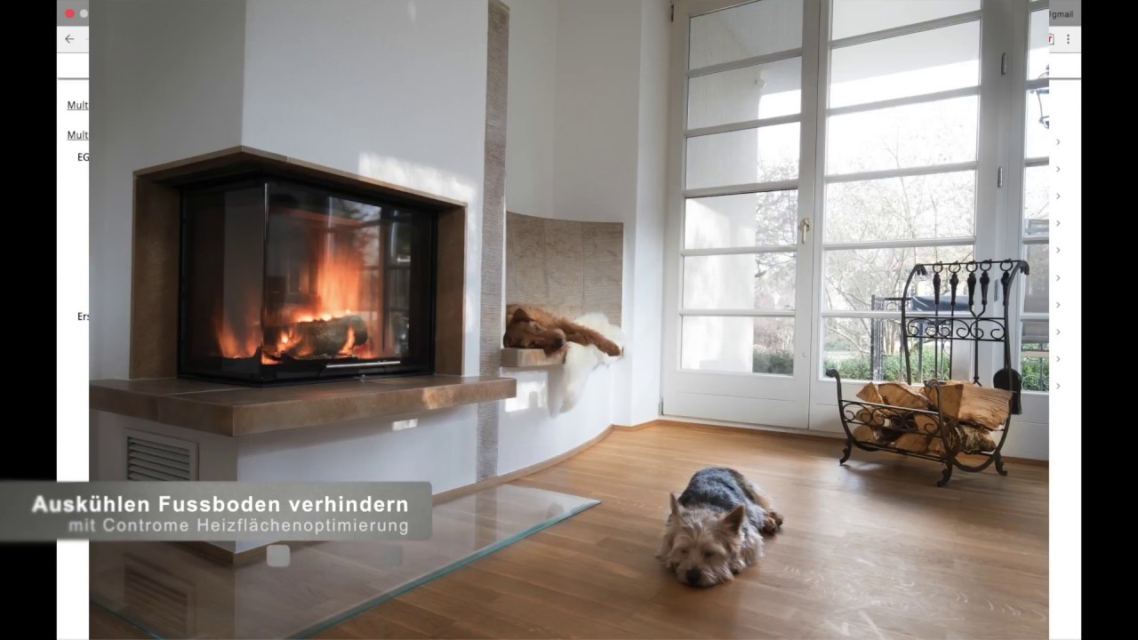 Wohnzimmer mit Kaminofen und warmem Holzboden – Vorschaubild zum Video über die Kaminofen-Funktion